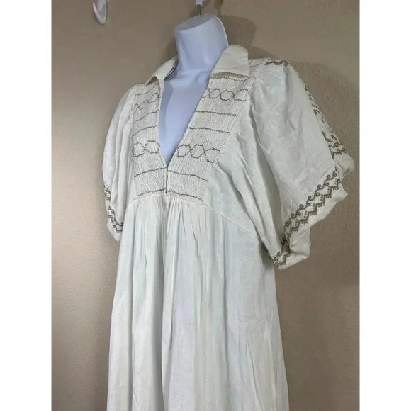 Free People Samantha Shirt Dress Womens Size M Ivory Combo With Pockets NWT - Picture 3 of 15